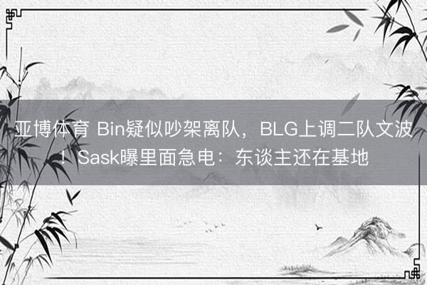 亚博体育 Bin疑似吵架离队，BLG上调二队文波！Sask曝里面急电：东谈主还在基地