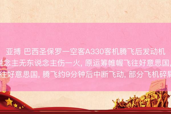亚搏 巴西圣保罗一空客A330客机腾飞后发动机爆炸, 机上共286东说念主无东说念主伤一火, 原运筹帷幄飞往好意思国, 腾飞约9分钟后中断飞动, 部分飞机碎屑陨落激勉火情